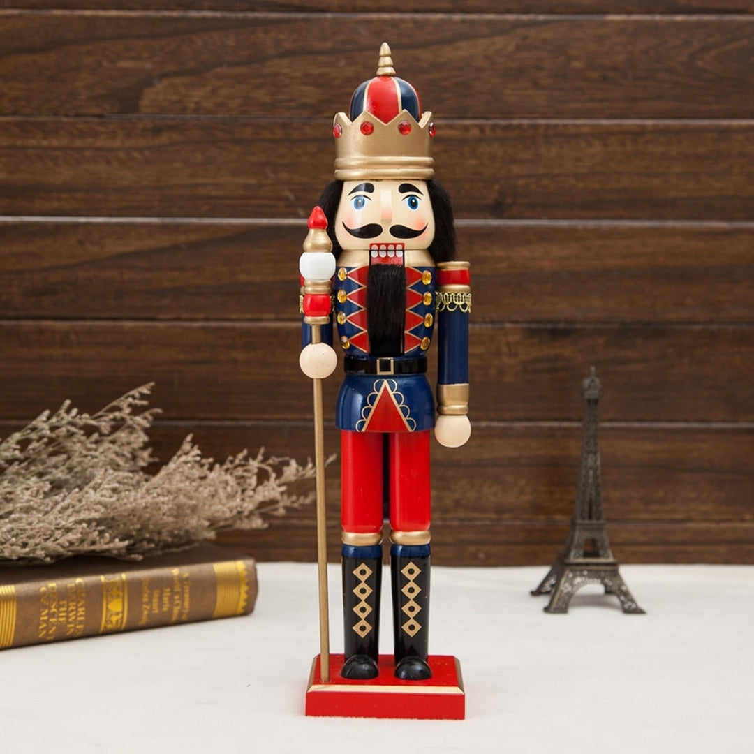 38cm Wooden Nutcracker Doll Soldier Vintage Handcraft Decoration Christmas Gifts Image 1