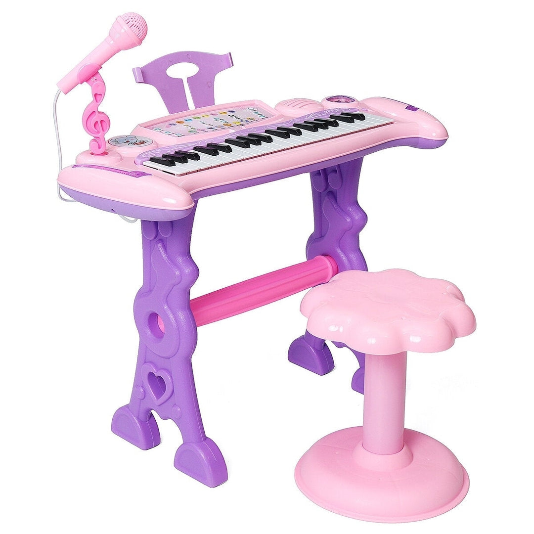 37 Key Electronic Keyboard Kids Mini Grand + Piano Stool Microphone Musical Toys Image 3