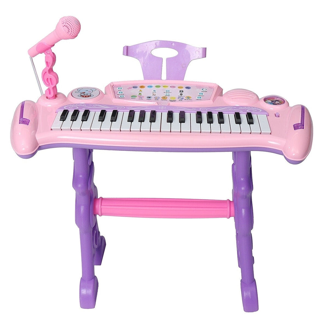 37 Key Electronic Keyboard Kids Mini Grand + Piano Stool Microphone Musical Toys Image 4