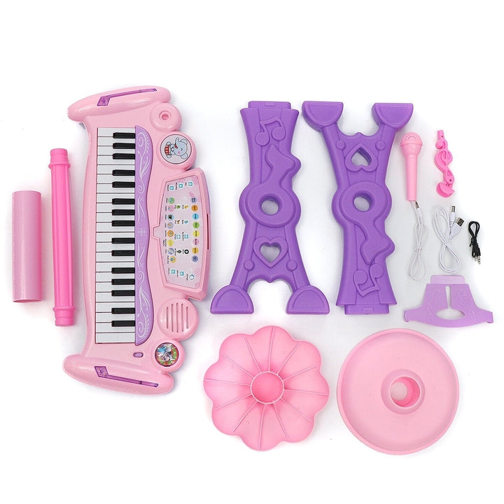 37 Key Electronic Keyboard Kids Mini Grand + Piano Stool Microphone Musical Toys Image 9