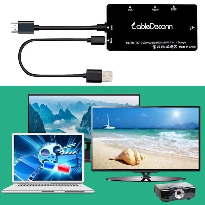 4 in 1 Display Converter Hub Docking Station Adapter with HDMIVGADVI Ports VH99 for TV Projectors Image 4
