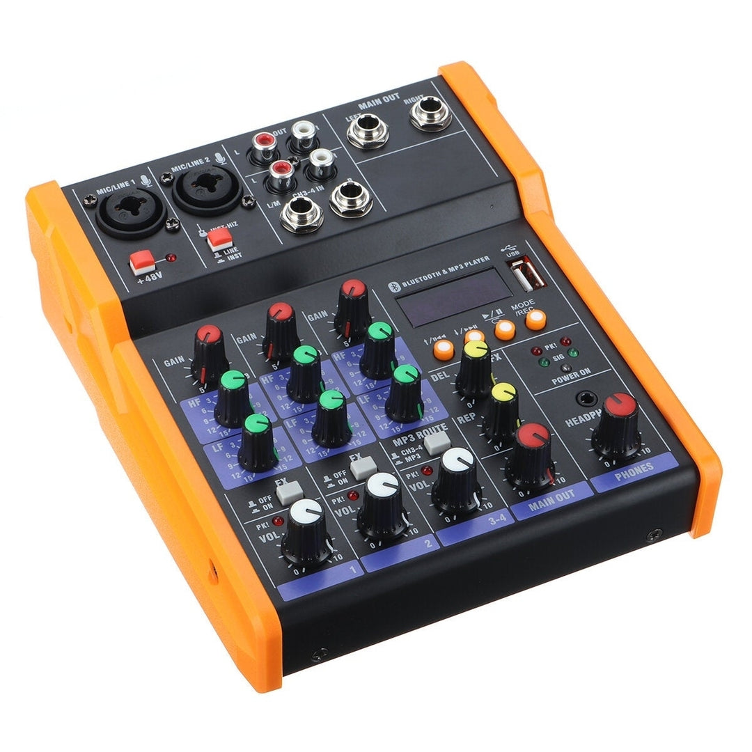4 Channel Bluetooth DJ Mic Audio Mixer Live Studio Audio Mixing Console Image 1