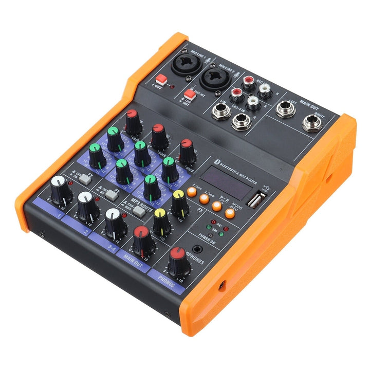 4 Channel Bluetooth DJ Mic Audio Mixer Live Studio Audio Mixing Console Image 2