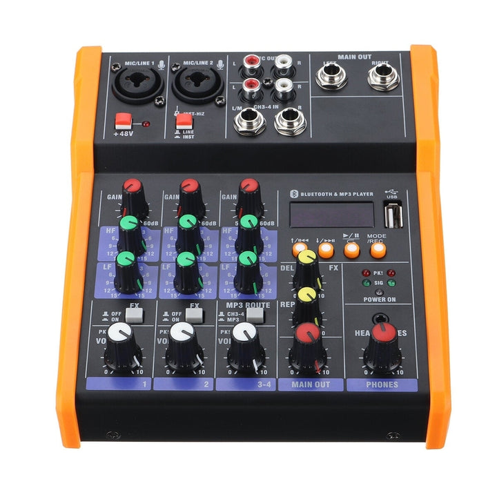 4 Channel Bluetooth DJ Mic Audio Mixer Live Studio Audio Mixing Console Image 3