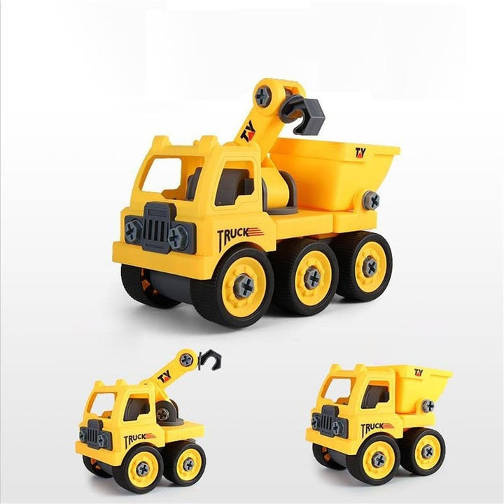 4 IN 1 Detachable Puzzle DIY Truck Assembled Engineering Vehicle Loading and Unloading Crane Diecast Model Toy Image 3