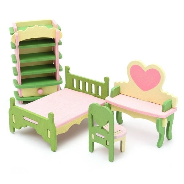 4 Sets of Delicate Wood Furniture Kits for Doll House Miniature Image 3