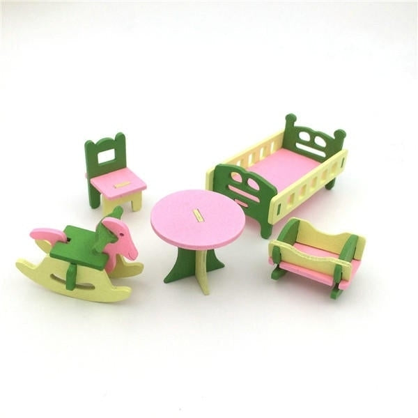 4 Sets of Delicate Wood Furniture Kits for Doll House Miniature Image 4