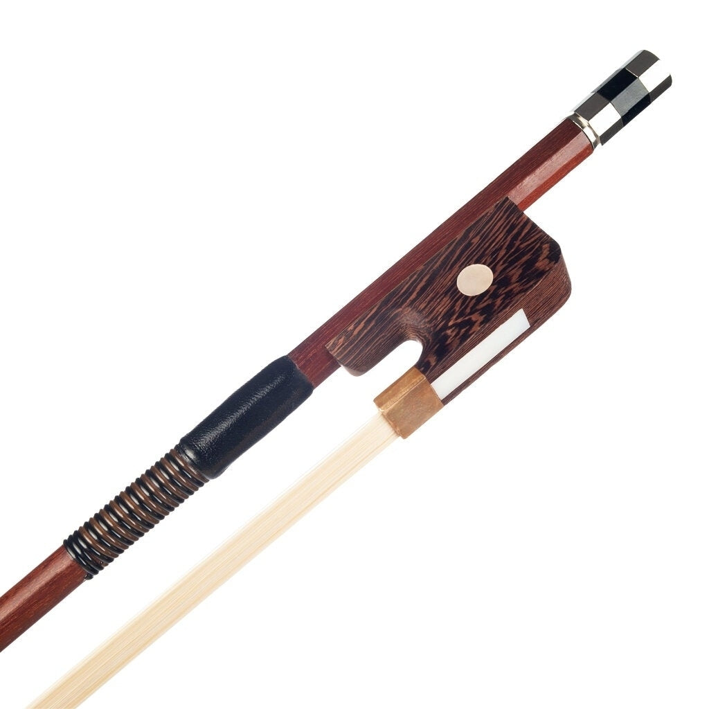 4,4 Double Bass Bow French Style Brazilwood Stick with Wenge Frog Sheep Skin Grip White Horsehair Image 4