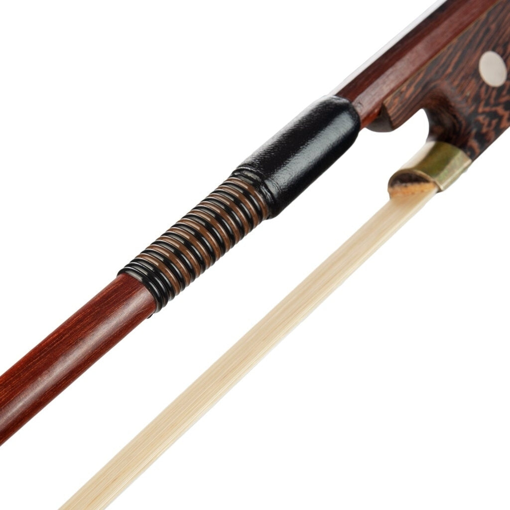 4,4 Double Bass Bow French Style Brazilwood Stick with Wenge Frog Sheep Skin Grip White Horsehair Image 4
