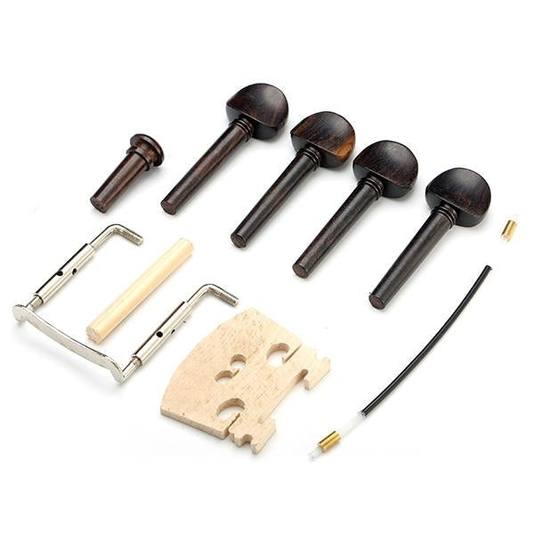 4,4 Ebony Violin Parts Tailpiece Pegs Chinrest Maple Bridge Set Image 4