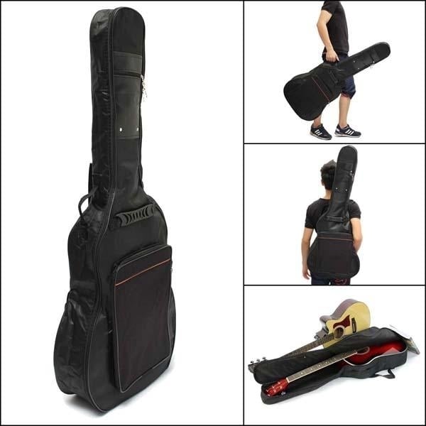 41" Thick Padded Guitar Bag Carry Case Double Shoulder Straps Black Image 4