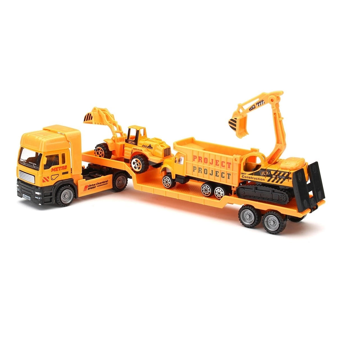 4in1 Kids Toy Recovery Vehicle Tow Truck Lorry Low Loader Diecast Model Toys Construction Xmas Image 3