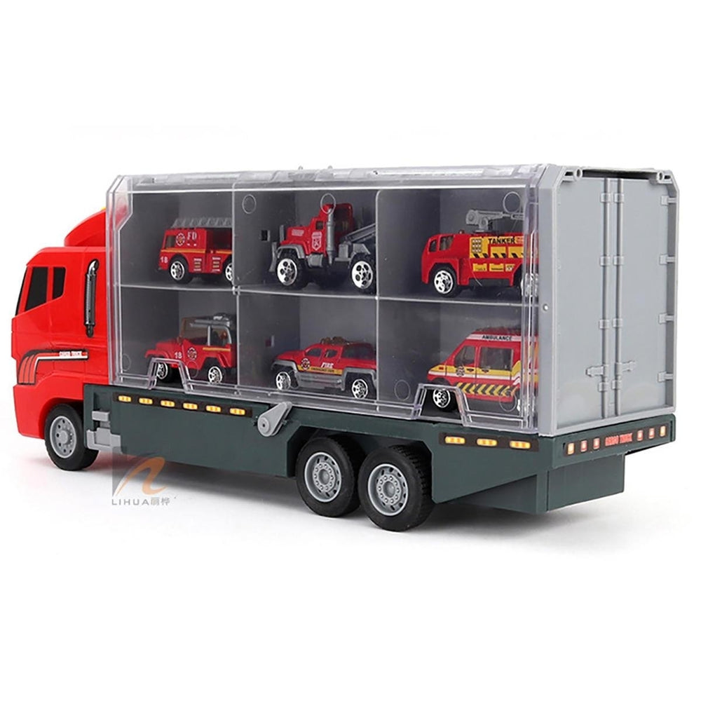 6,12 PCS 11 In 1 Diecast Model Construction Truck Vehicle Car Toy Set Play Vehicles in Carrier Image 2