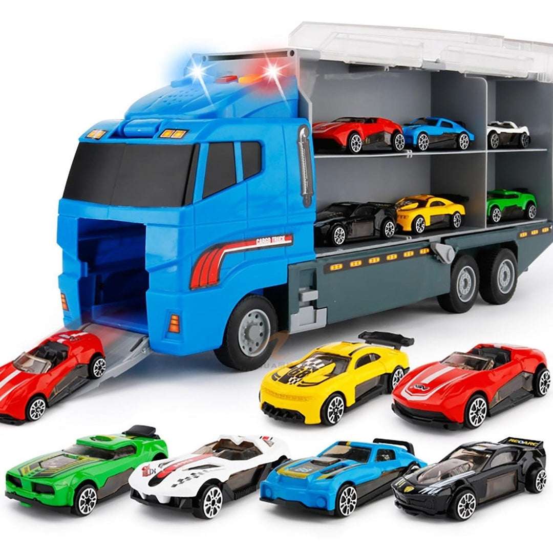 6,12 PCS 11 In 1 Diecast Model Construction Truck Vehicle Car Toy Set Play Vehicles in Carrier Image 7