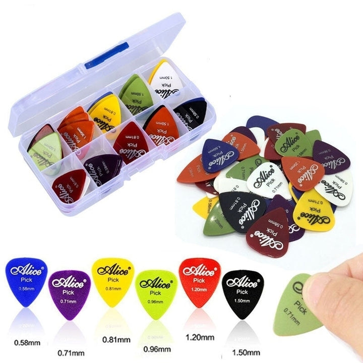 50Pcs Electric Guitar Thumb Finger Picks with Case 0.58,0.71,0.81,0.96,1.20,1.50mm Thickness Image 1