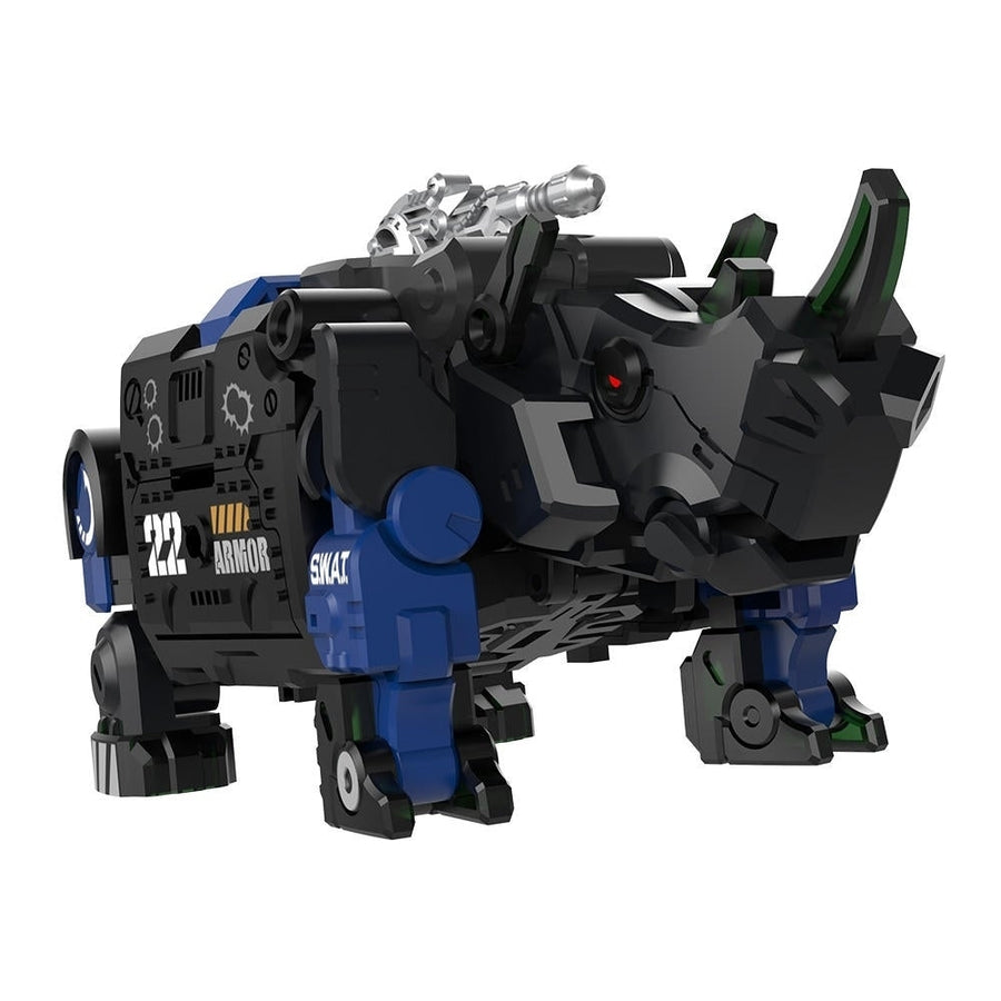 52Toys SWAT Rhinoceros Beast Series Blue Armour DIY Action Figure Transformable Toy Gift Image 1