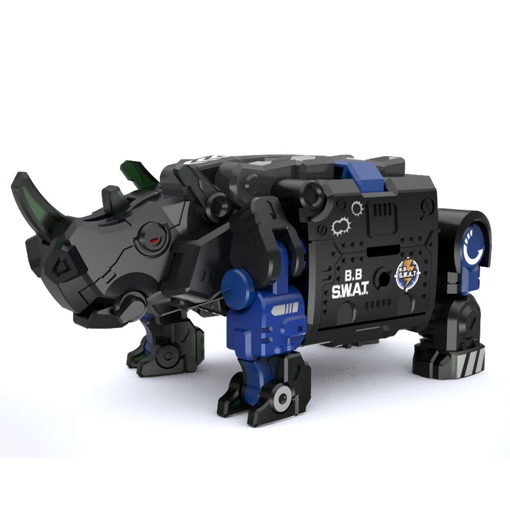 52Toys SWAT Rhinoceros Beast Series Blue Armour DIY Action Figure Transformable Toy Gift Image 2