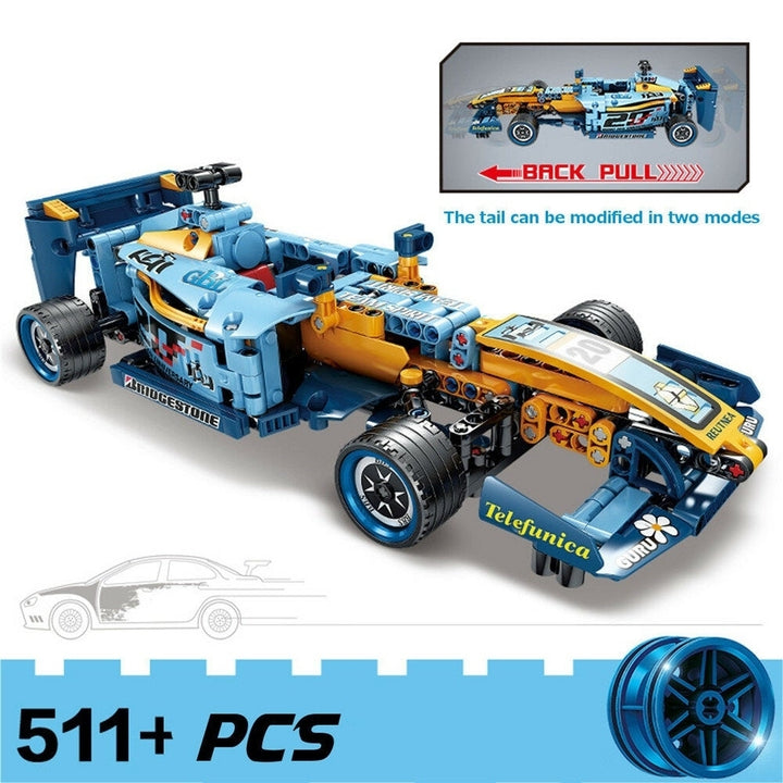511pc 1:15 Mechanical Engineering Car Small Particles DIY Assembled Building Blocks Pull Back Racing Car Model Toy for Image 7