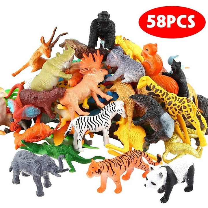 58 Pcs Multi-style Animal Plastic Action Figures Set Decoration Toy with Box for Kids Gift Image 2