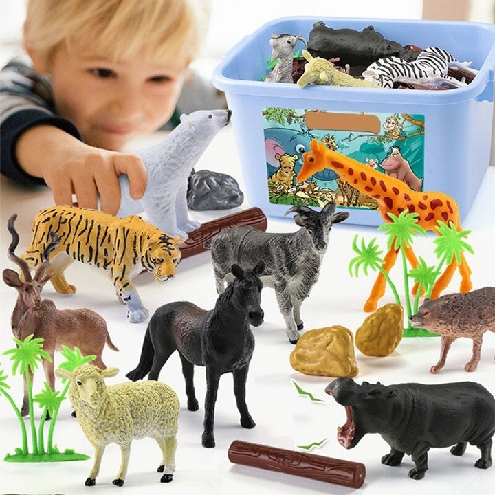 58 Pcs Multi-style Animal Plastic Action Figures Set Decoration Toy with Box for Kids Gift Image 3