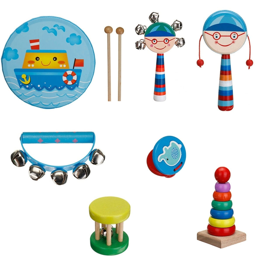 7,13 Pcs Colorful Musical Percussion Safe Non-toxic Instruments Kit Early Educational Toy for Kids Gift Image 1