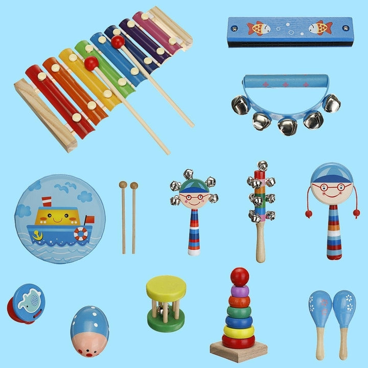 7,13 Pcs Colorful Musical Percussion Safe Non-toxic Instruments Kit Early Educational Toy for Kids Gift Image 3