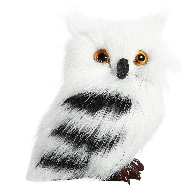 5PCS Owl White Black Furry Christmas Ornament Decoration Toys Adornment Simulation Image 1