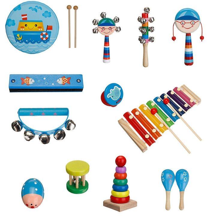 7/13 Pcs Colorful Musical Percussion Safe Non-toxic Instruments Kit Early Educational Toy for Kids Gift Image 10