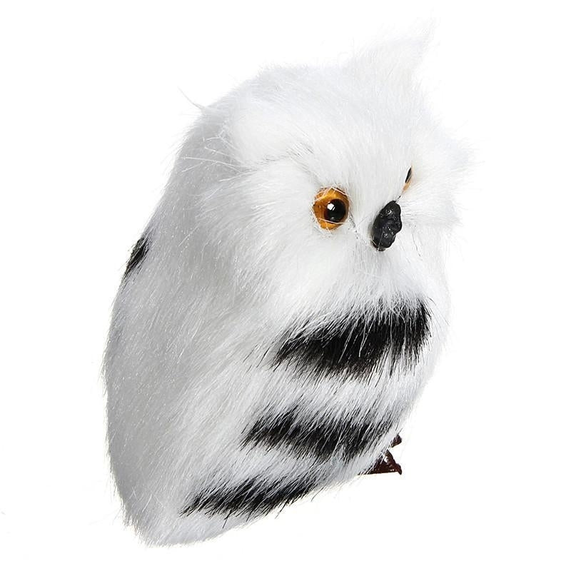 5PCS Owl White Black Furry Christmas Ornament Decoration Toys Adornment Simulation Image 3