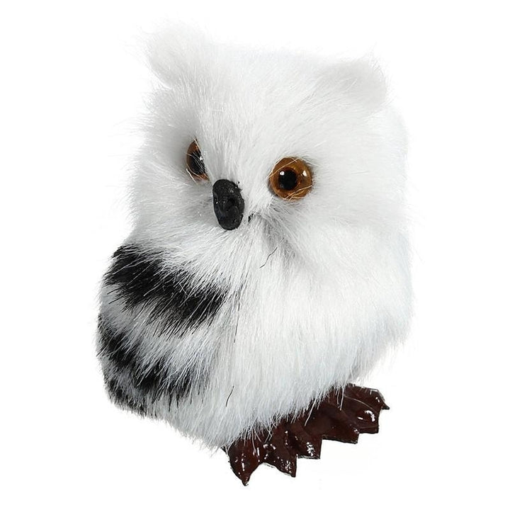 5PCS Owl White Black Furry Christmas Ornament Decoration Toys Adornment Simulation Image 4