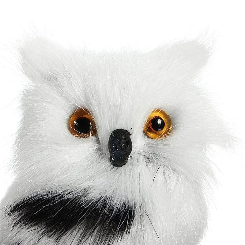 5PCS Owl White Black Furry Christmas Ornament Decoration Toys Adornment Simulation Image 7
