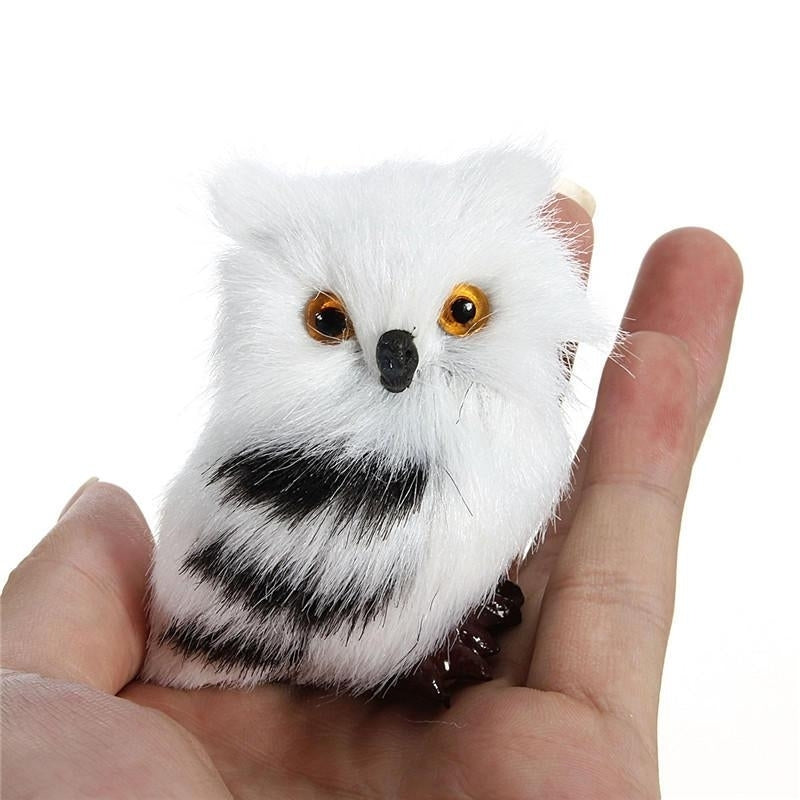 5PCS Owl White Black Furry Christmas Ornament Decoration Toys Adornment Simulation Image 9