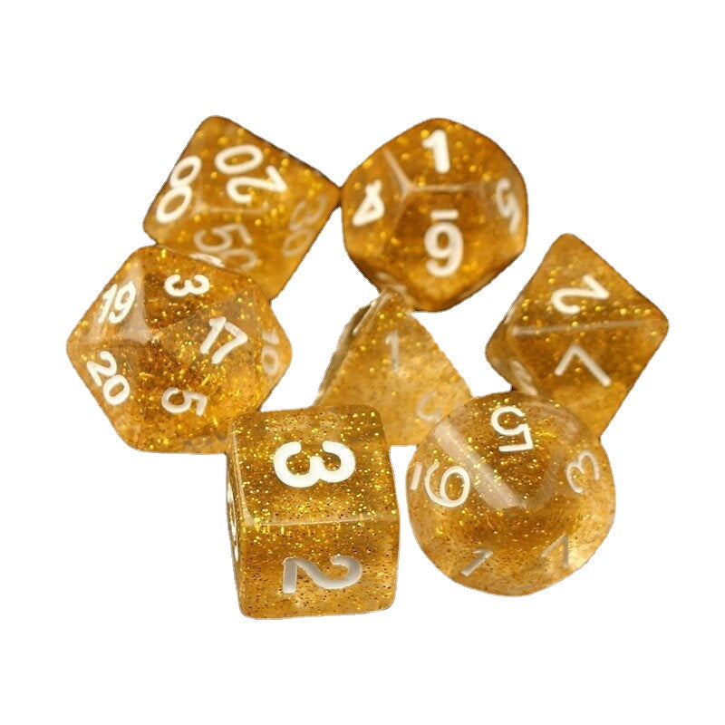 7PCS TRPG Game Dungeons and Dragons Glitter D4-D20 Multi Sides Dice Pink Image 3