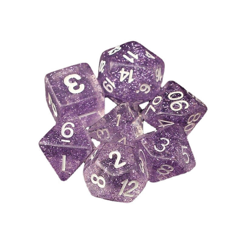 7PCS TRPG Game Dungeons and Dragons Glitter D4-D20 Multi Sides Dice Pink Image 4