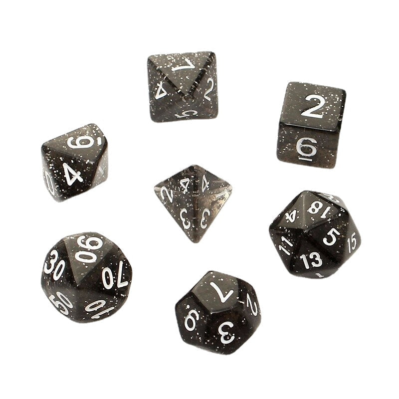 7PCS TRPG Game Dungeons and Dragons Glitter D4-D20 Multi Sides Dice Pink Image 6