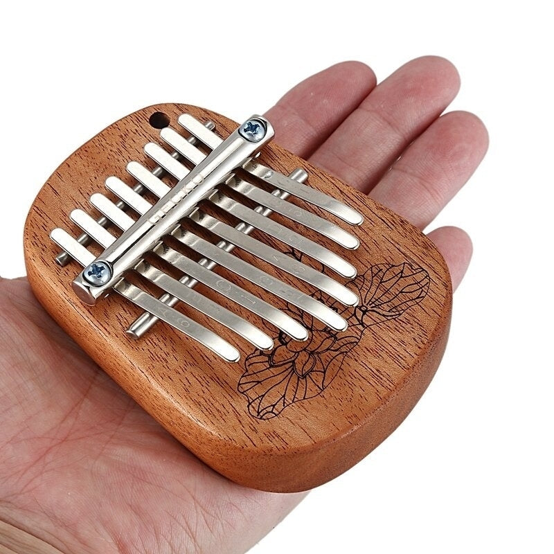 8 Key Camphor,Mahogany Mini Kalimbas Thumb Piano with Tuning Hammer Image 6