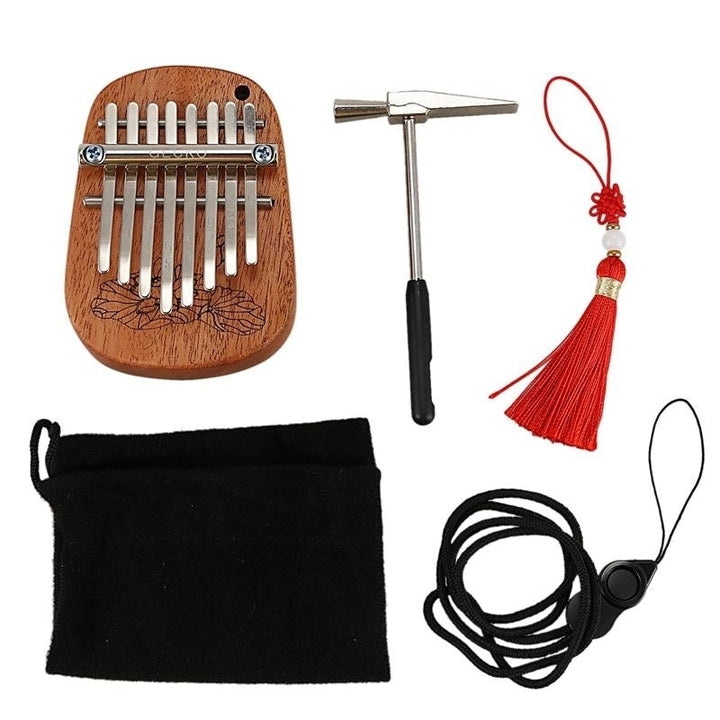 8 Key Camphor,Mahogany Mini Kalimbas Thumb Piano with Tuning Hammer Image 12