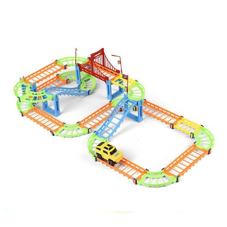 80/91/140Pcs DIY Assembly Electric ABS Track Car Model Set Puzzle Educational Toy for Kids Image 1