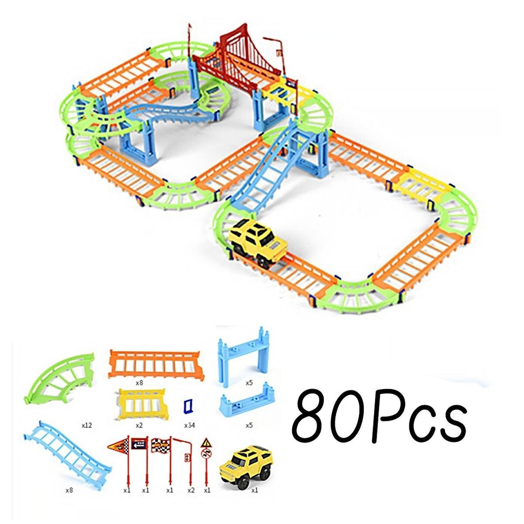 80,91,140Pcs DIY Assembly Electric ABS Track Car Model Set Puzzle Educational Toy for Kids Image 1