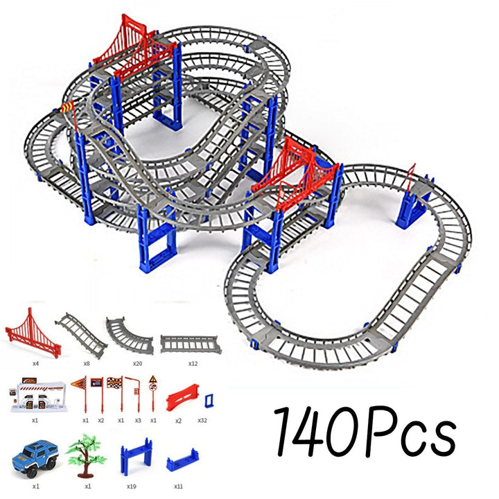 80,91,140Pcs DIY Assembly Electric ABS Track Car Model Set Puzzle Educational Toy for Kids Image 7