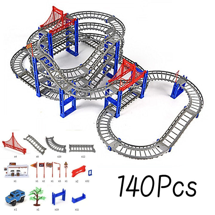 80,91,140Pcs DIY Assembly Electric ABS Track Car Model Set Puzzle Educational Toy for Kids Image 1