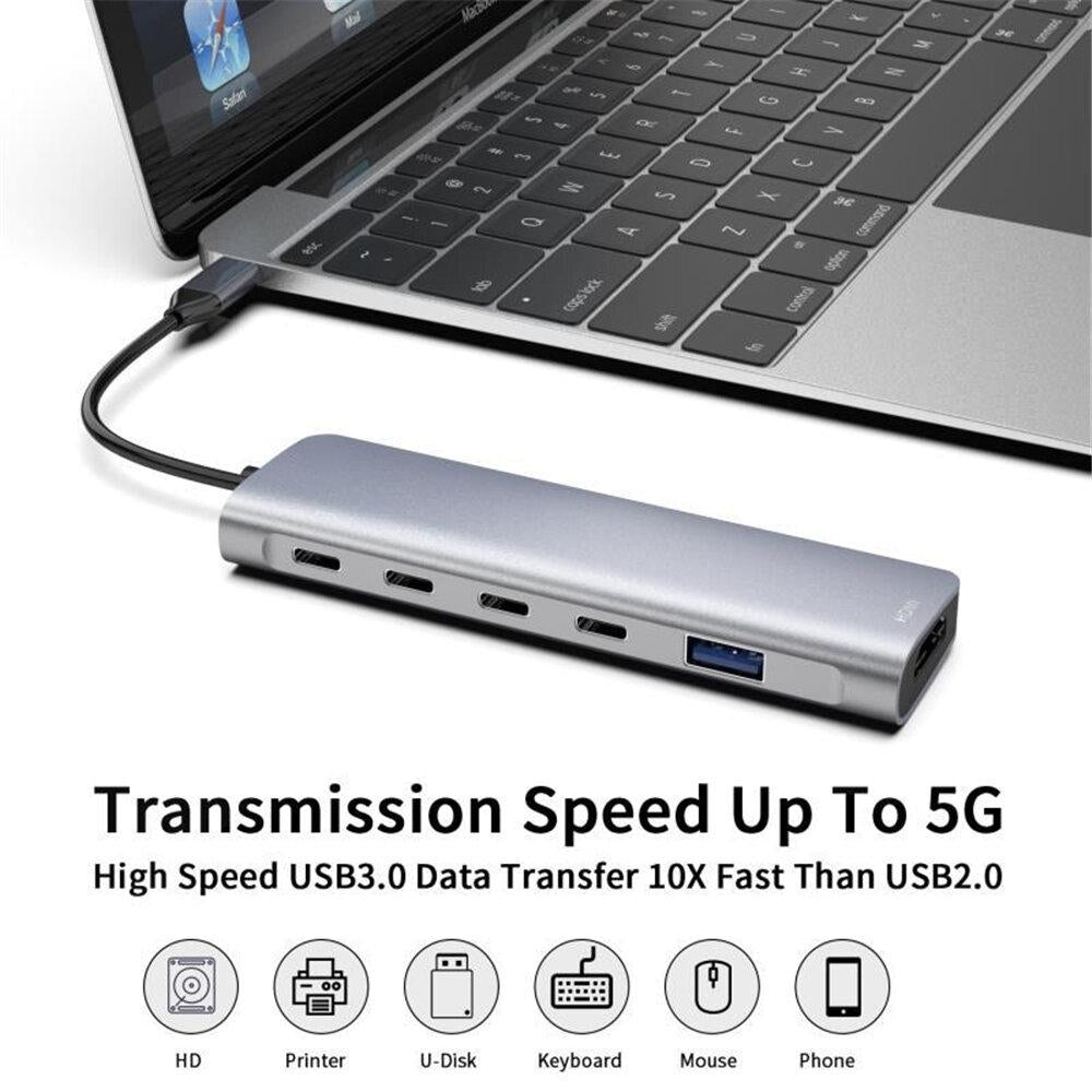 6 In 1 Triple Display USB Type-C Hub Docking Station Adapter With Dual 4K HDMI Display 100W USB-C PD3.0 Power Delivery Image 2