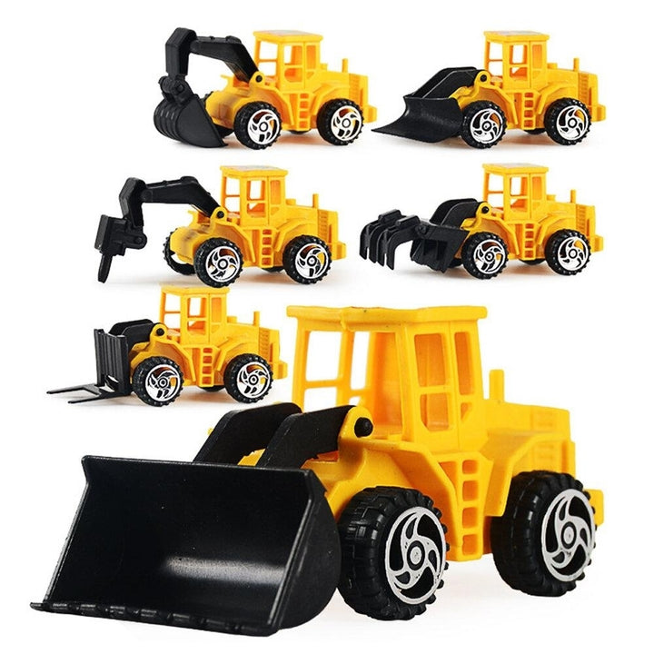 6 Pcs Mini Construction Vehicle Sliding Inertial Bulldozer Excavator Diecast Car Model Toy Set for Kids Birthday Gift Image 1