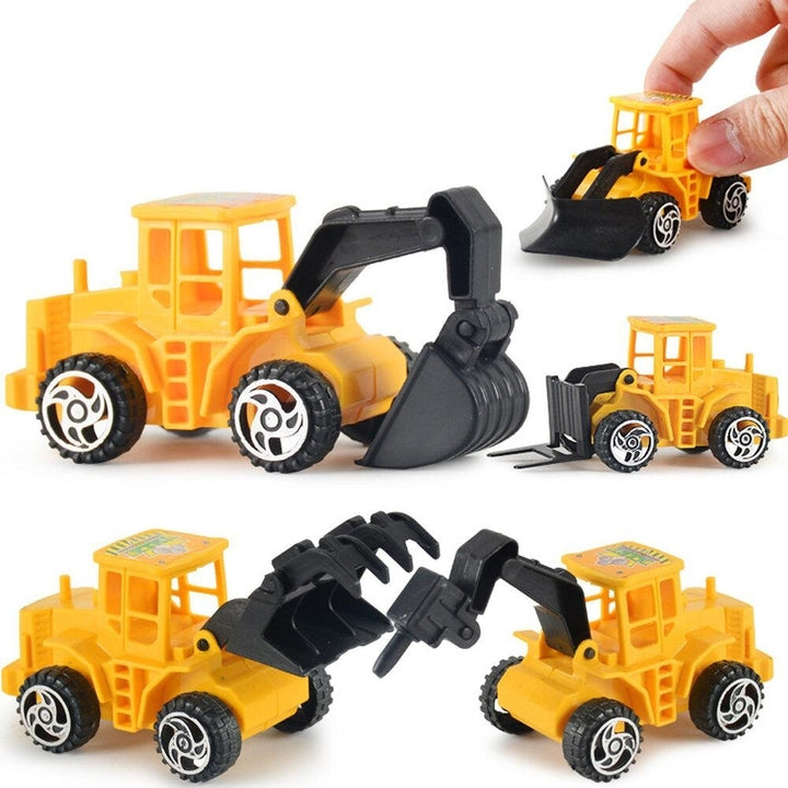 6 Pcs Mini Construction Vehicle Sliding Inertial Bulldozer Excavator Diecast Car Model Toy Set for Kids Birthday Gift Image 2