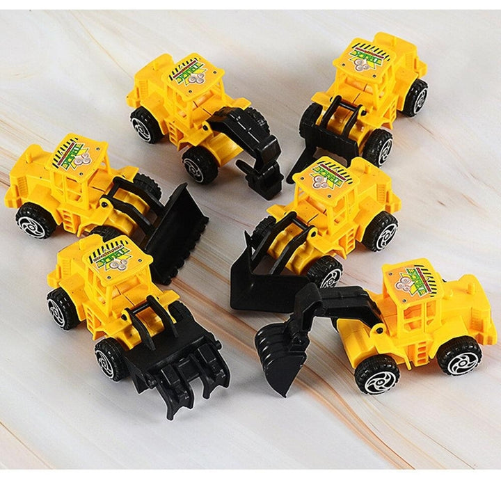 6 Pcs Mini Construction Vehicle Sliding Inertial Bulldozer Excavator Diecast Car Model Toy Set for Kids Birthday Gift Image 3