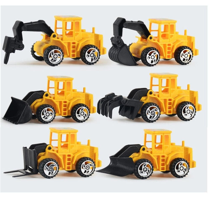 6 Pcs Mini Construction Vehicle Sliding Inertial Bulldozer Excavator Diecast Car Model Toy Set for Kids Birthday Gift Image 4