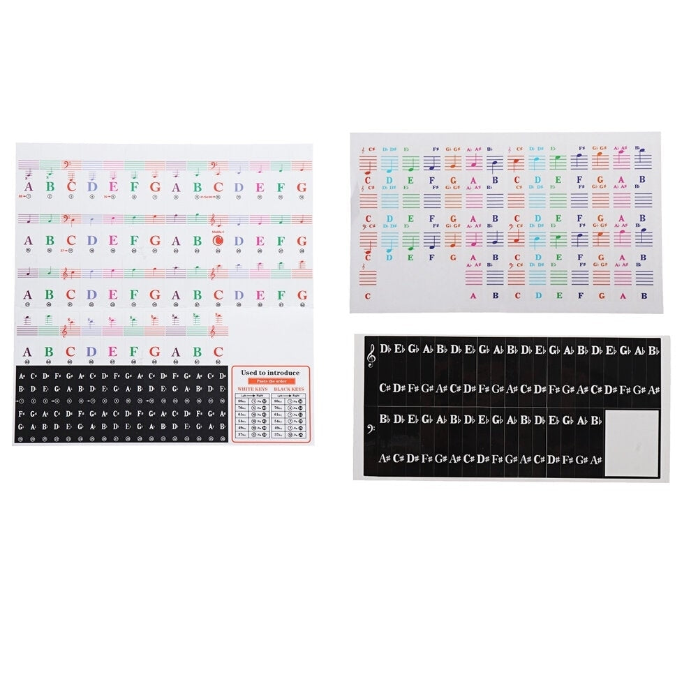 88,61 Keys Stave Hand Rolled Piano Keyboard Stickers Key Phonetic Symbols Image 1