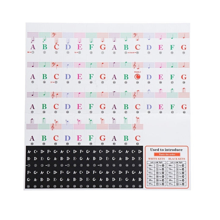 88,61 Keys Stave Hand Rolled Piano Keyboard Stickers Key Phonetic Symbols Image 2