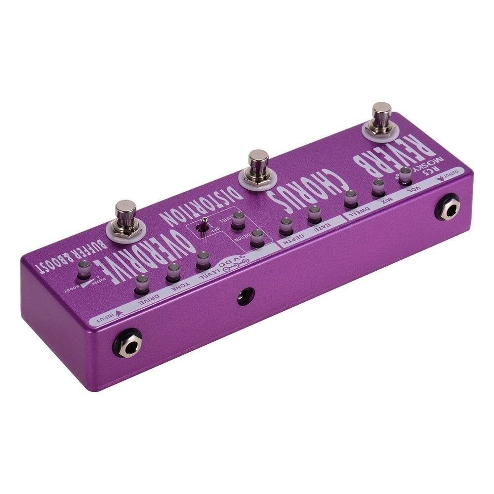 6-in-1 Guitar Effects Pedal Reverb Chorus Distortion Overdrive Booster Buffer Full Metal Shell with True Bypass Image 2