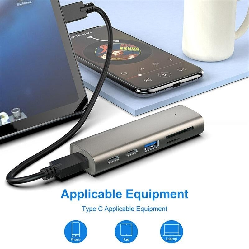 6-IN-1 USB-C HUB Docking Station Adapter with10Gbps Data Transmission Image 4